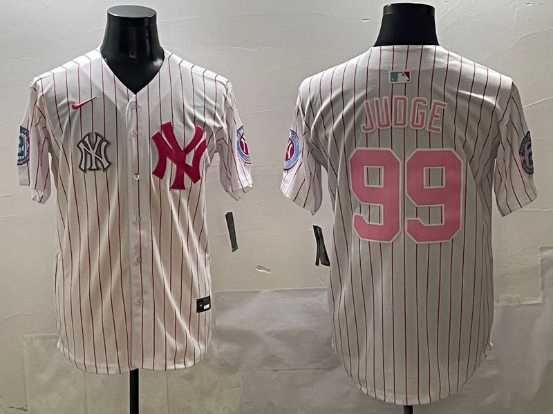 Men New York Yankees #99 Judge Stripe Red Jointly Name 2025 Nike MLB Jersey style 8->new york yankees->MLB Jersey